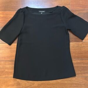 Banana Republic Basic Black Short Sleeve Puff Shoulder Shirt XS